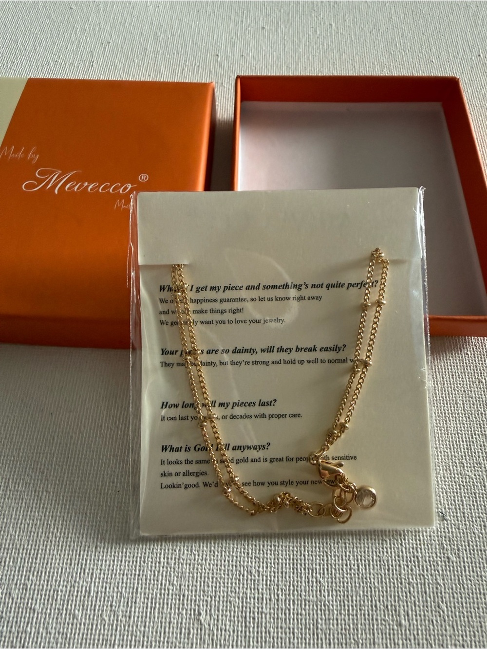 NEW Mevecco Gold Plated Gold-Tone Layered Chain Anklet